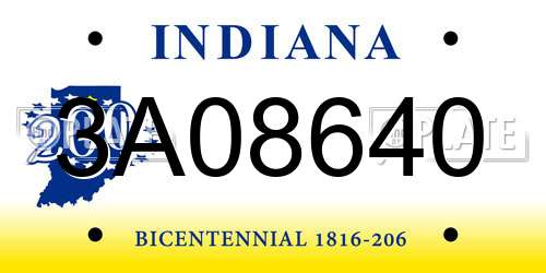3A08640 Indiana License Plate
