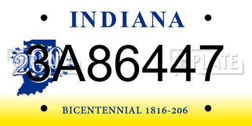 3A86447 Indiana License Plate