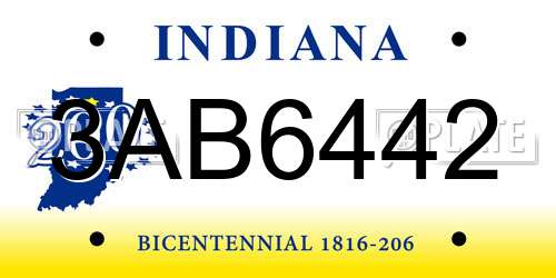 3AB6442 Indiana License Plate
