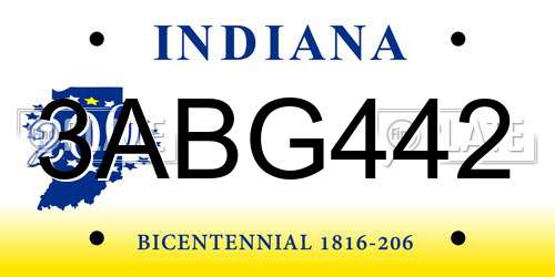3ABG442 Indiana License Plate