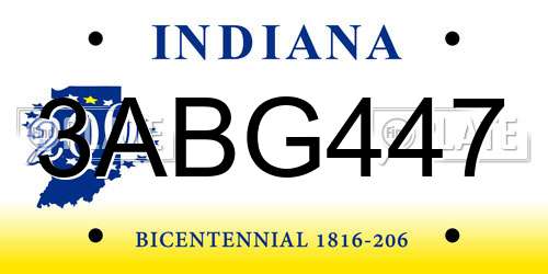 3ABG447 Indiana License Plate