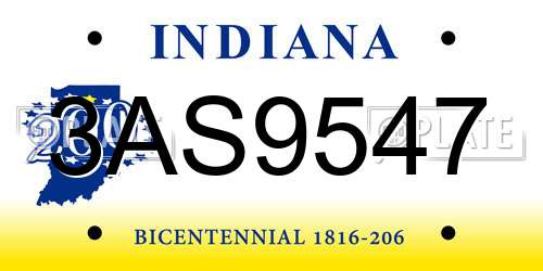 3AS9547 Indiana License Plate