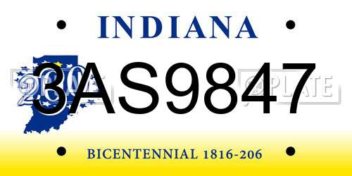 3AS9847 Indiana License Plate