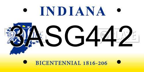 3ASG442 Indiana License Plate