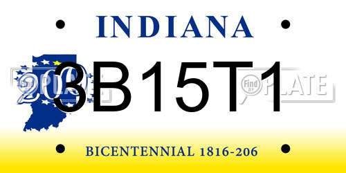 3B15T1 Indiana License Plate