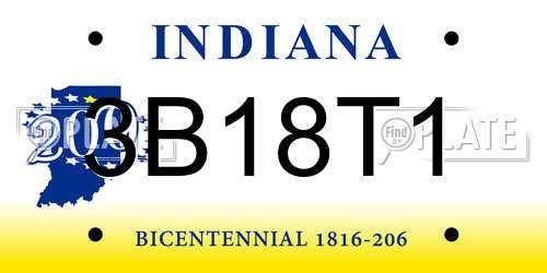 3B18T1 Indiana License Plate