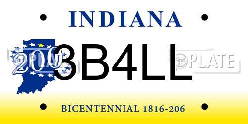 3B4LL Indiana License Plate
