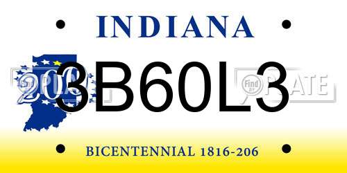 3B60L3 Indiana License Plate