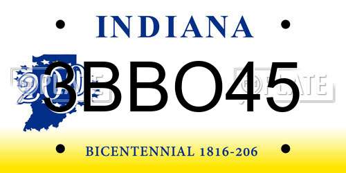 3BBO45 Indiana License Plate