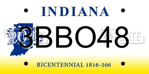 3BBO48 Indiana License Plate