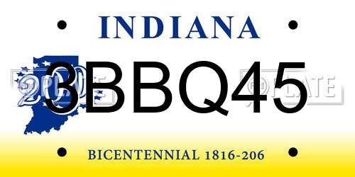 3BBQ45 Indiana License Plate
