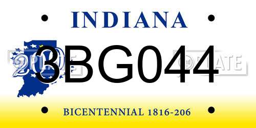 3BG044 Indiana License Plate