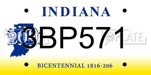 3BP571 Indiana License Plate