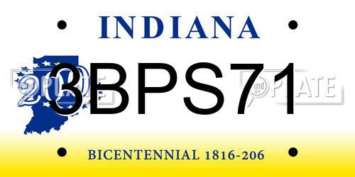 3BPS71 Indiana License Plate