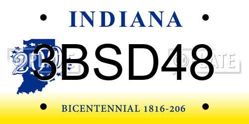 3BSD48 Indiana License Plate