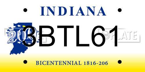 3BTL61 Indiana License Plate