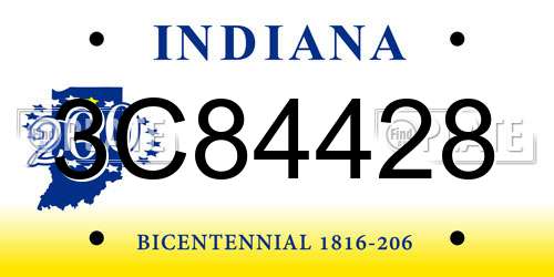 3C84428 Indiana License Plate