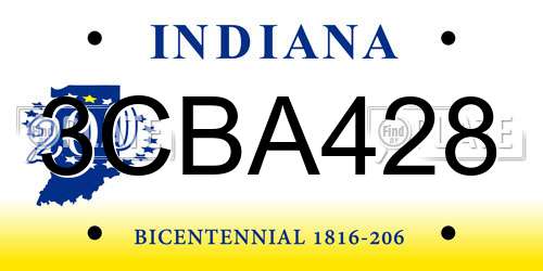 3CBA428 Indiana License Plate