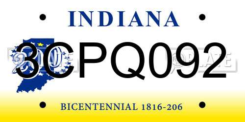 3CPQ092 Indiana License Plate