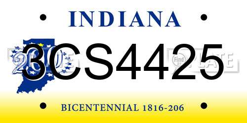 3CS4425 Indiana License Plate