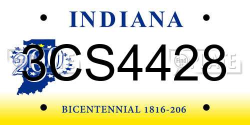 3CS4428 Indiana License Plate