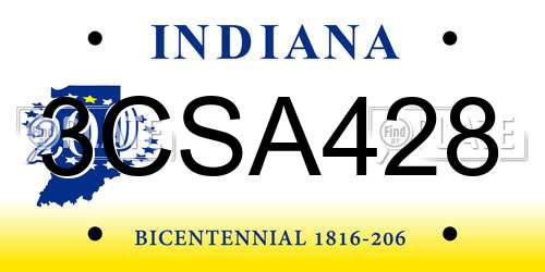 3CSA428 Indiana License Plate