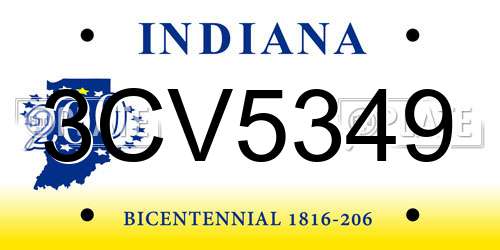 3CV5349 Indiana License Plate