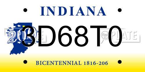 3D68T0 Indiana License Plate