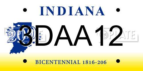 3DAA12 Indiana License Plate