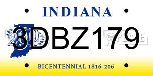 3DBZ179 Indiana License Plate