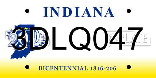 3DLQ047 Indiana License Plate