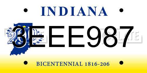 3EEE987 Indiana License Plate