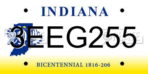 3EEG255 Indiana License Plate
