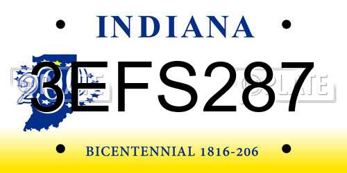 3EFS287 Indiana License Plate