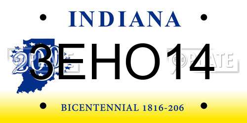 3EHO14 Indiana License Plate