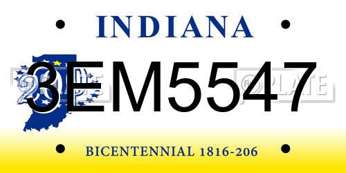 3EM5547 Indiana License Plate