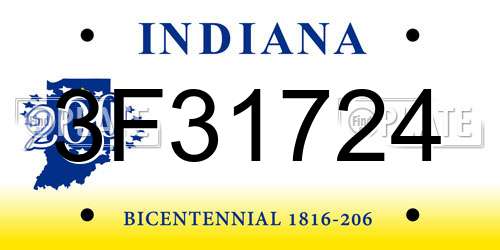 3F31724 Indiana License Plate