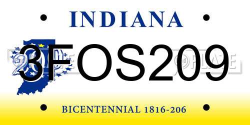 3FOS209 Indiana License Plate