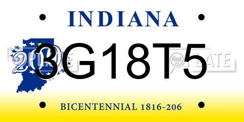 3G18T5 Indiana License Plate