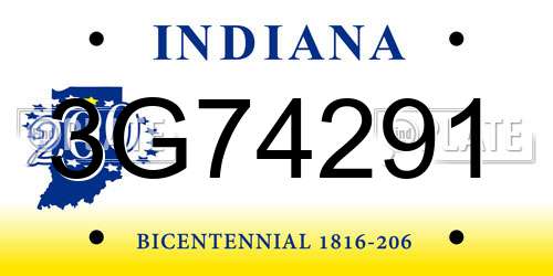 3G74291 Indiana License Plate