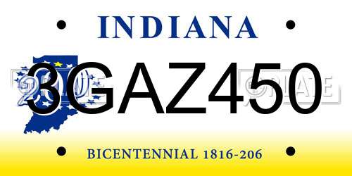 3GAZ450 Indiana License Plate