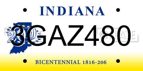 3GAZ480 Indiana License Plate