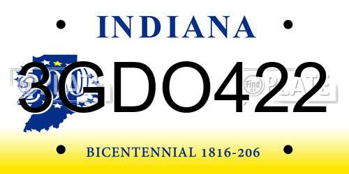 3GDO422 Indiana License Plate