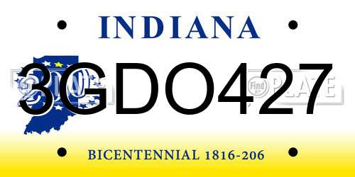 3GDO427 Indiana License Plate