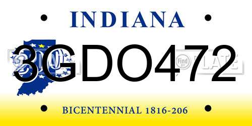 3GDO472 Indiana License Plate