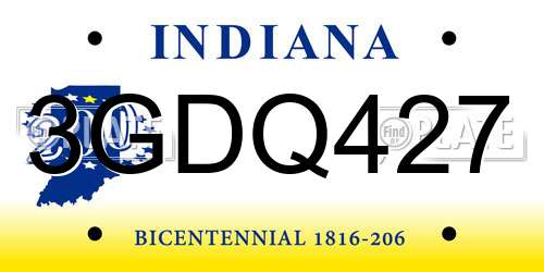 3GDQ427 Indiana License Plate