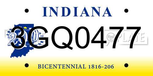 3GQ0477 Indiana License Plate