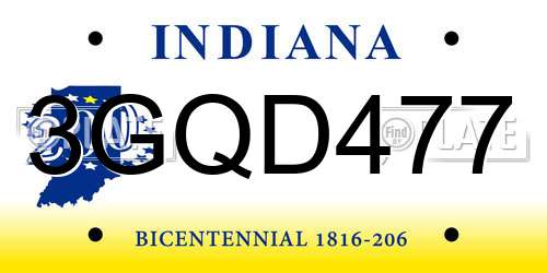 3GQD477 Indiana License Plate