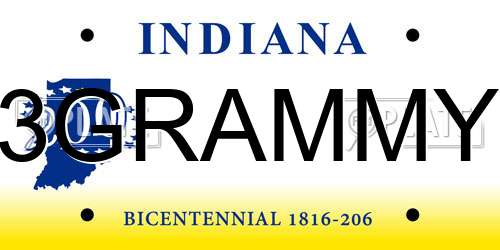 3GRAMMY Indiana License Plate