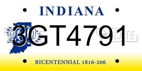 3GT4791 Indiana License Plate